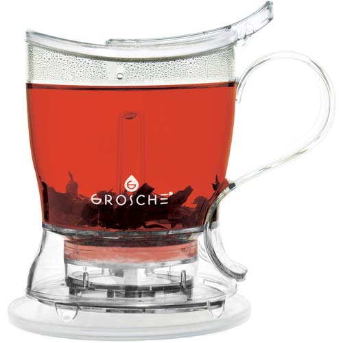 GROSCHE ABERDEEN Easy Pour Tea Steeper, Tea Maker, Bottom Dispensing Teapot - 34 fl. oz / 1000mL Capacity, Clear