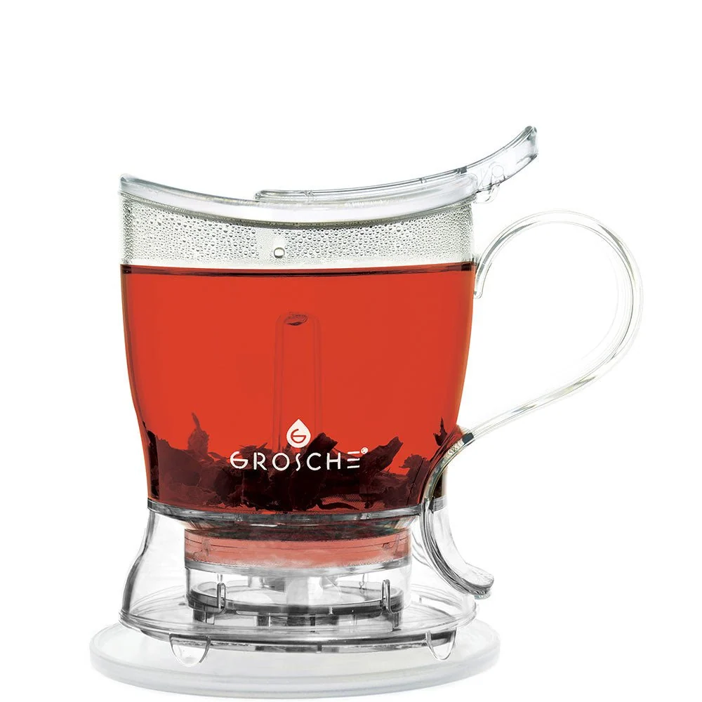 GROSCHE ABERDEEN Easy Pour Tea Steeper - 17.7 fl. oz / 525mL Capacity, Clear