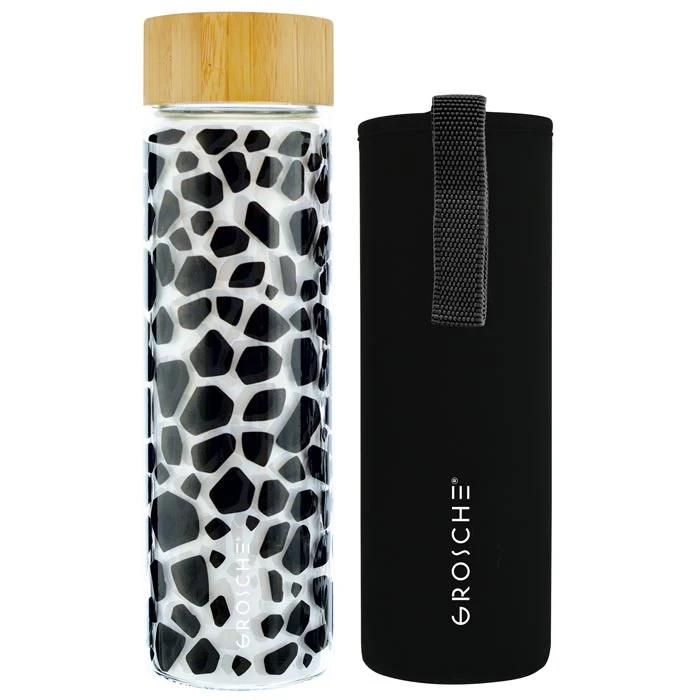 GROSCHE VENICE Eco Friendly Glass Water Bottle with Protective Sleeve - 22.6oz / 670mL - Giraffe